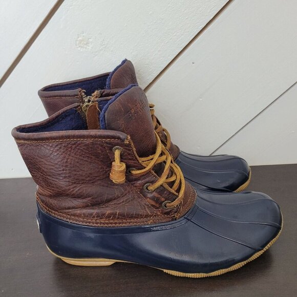 Sperry Top-Sider Womens Waterproof Rubber Duck Boots Leather Upper Size 7 - Picture 1 of 8